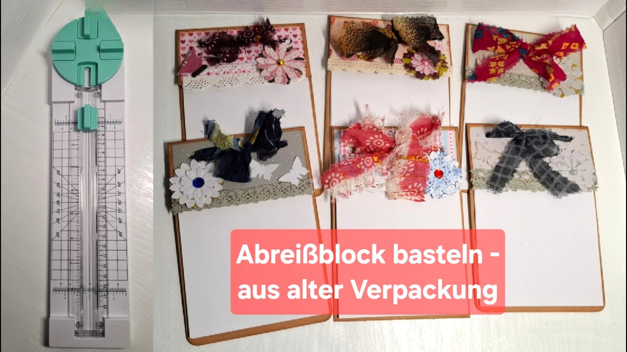 Notizblock Abreißblock aus alter Verpackung - upcycling DIY mit Papierschneider/-trimmer von Action