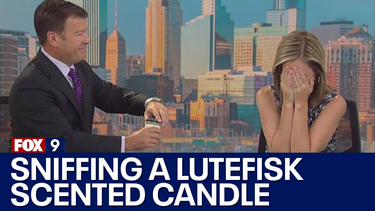 News anchors sniff lutefisk-scented candle on live TV