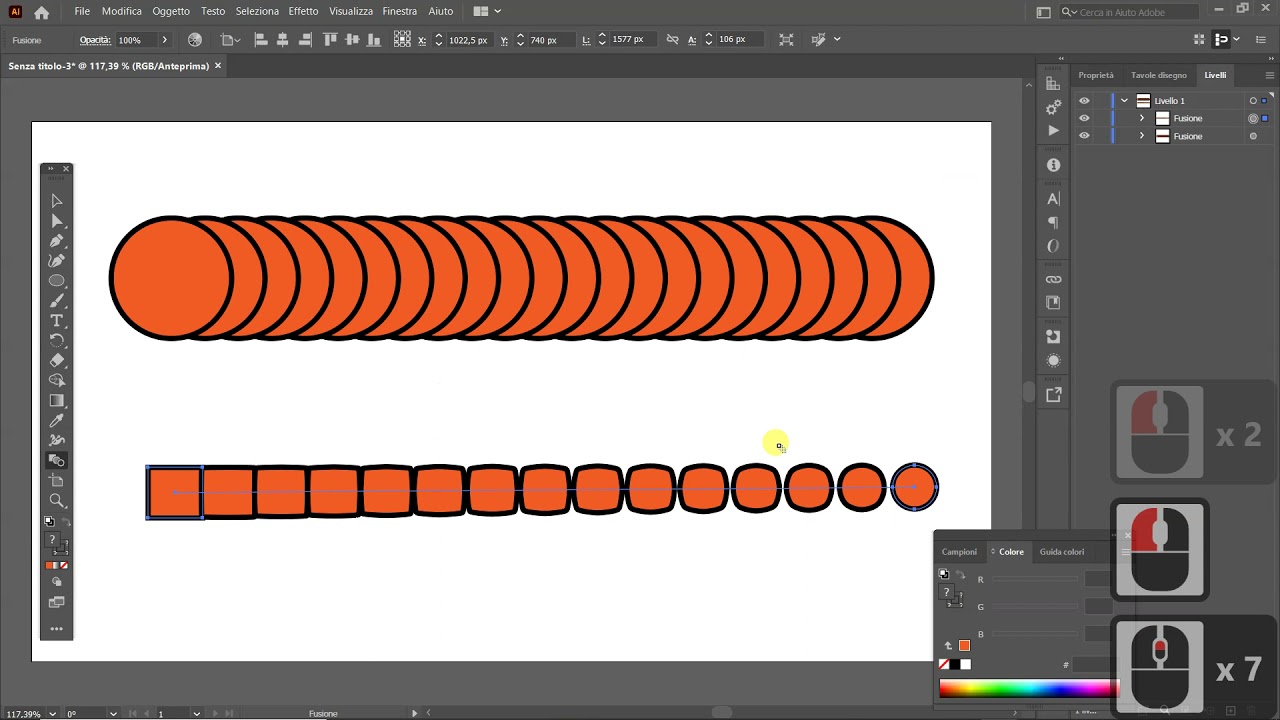 ADOBE ILLUSTRATOR STRUMENTO FUSIONE