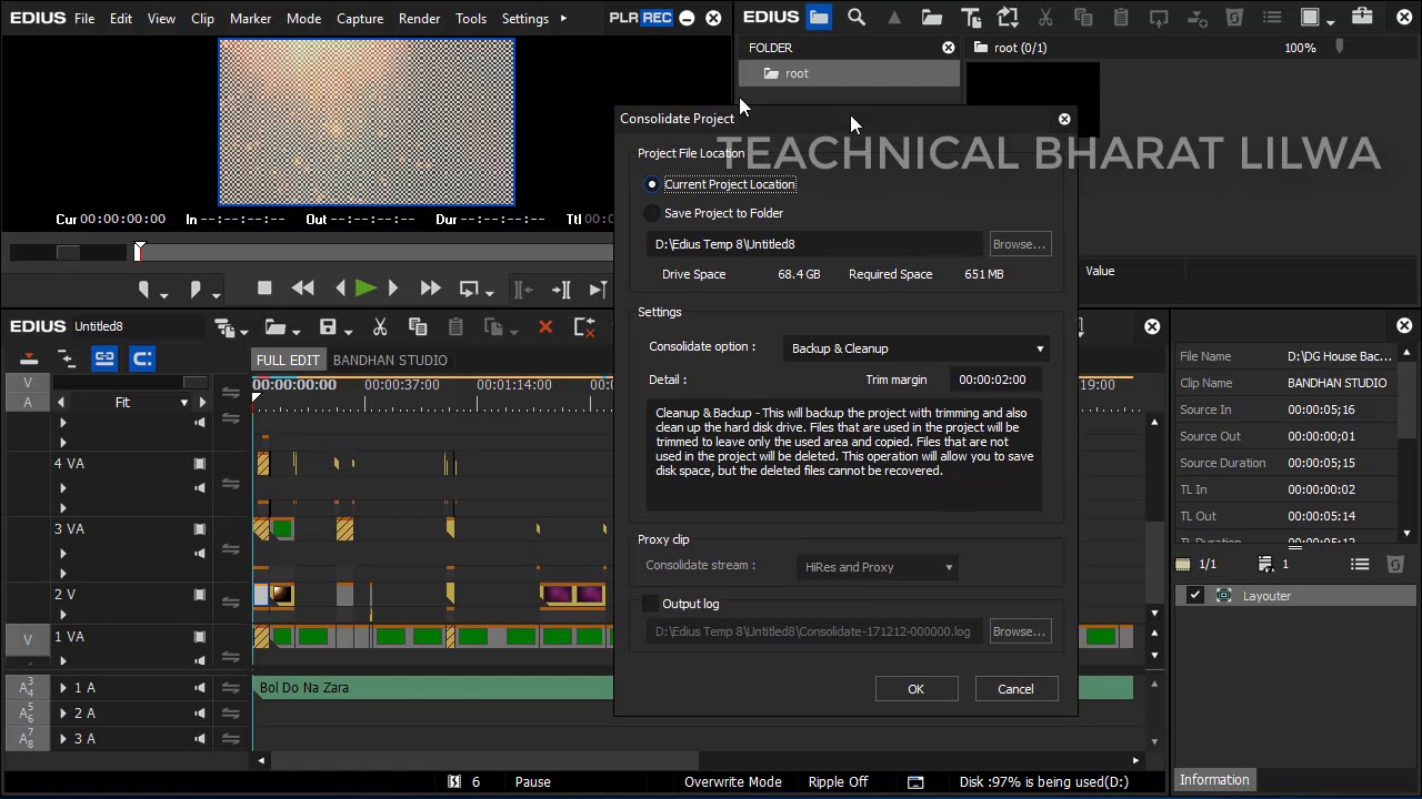 EDIUS 5.6.7.8.9  CONSOLIDATE PROJECT SAVE