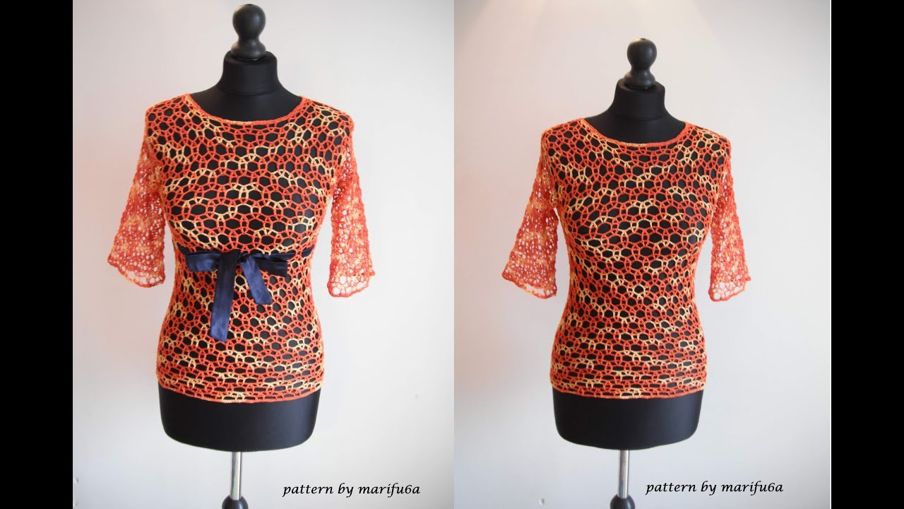 How to crochet elegant mesh blouse  para verano for beginners by marifu6a