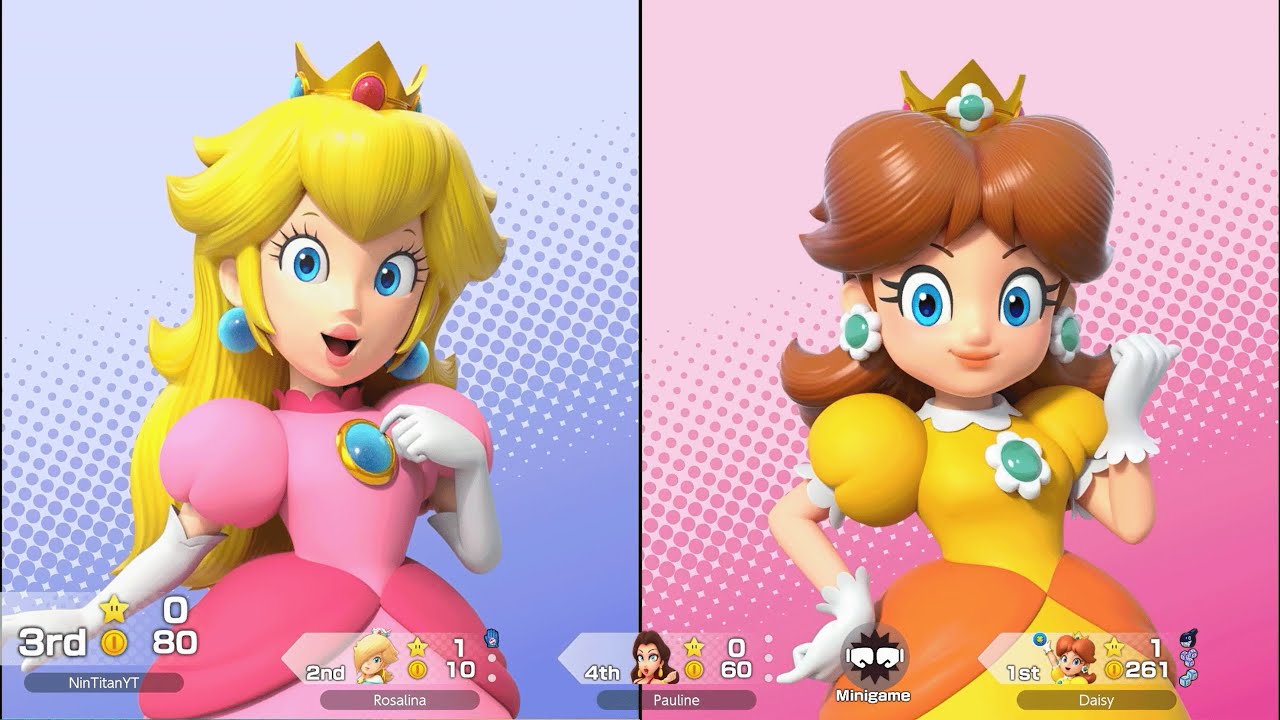 Super Mario Party Jamboree - Peach vs Daisy vs Pauline vs Rosalina - Mega Wiggler's Tree Party