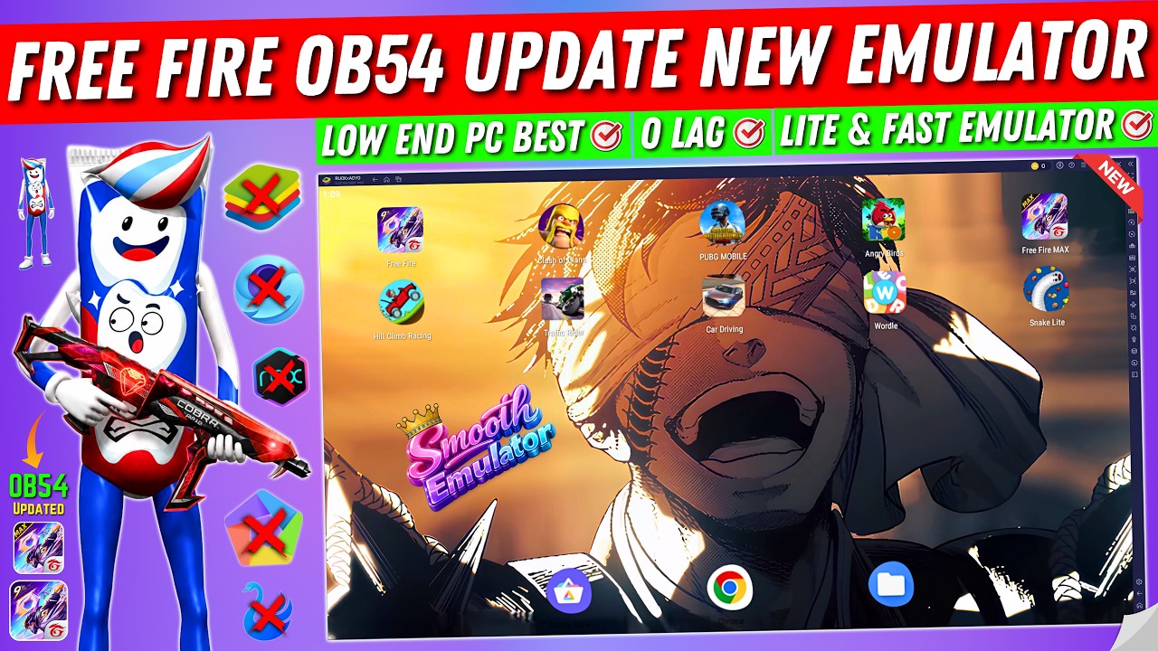 Free Fire OB54 New Update Best Emulator For Low End PC | High FPS & No Lag Android Emulator for PC