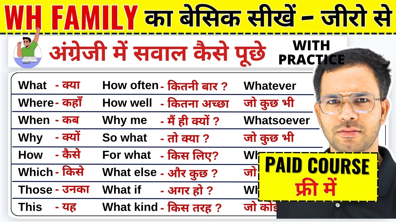 अंग्रेजी में सवाल कैसे पूछे ? | Wh questions in English grammar | WH Family words
