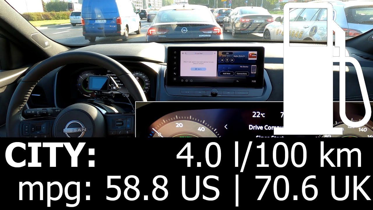 Nissan Qashqai e-Power: CITY fuel consumption economy real test mpg traffic jam hybrid 2025 HEV