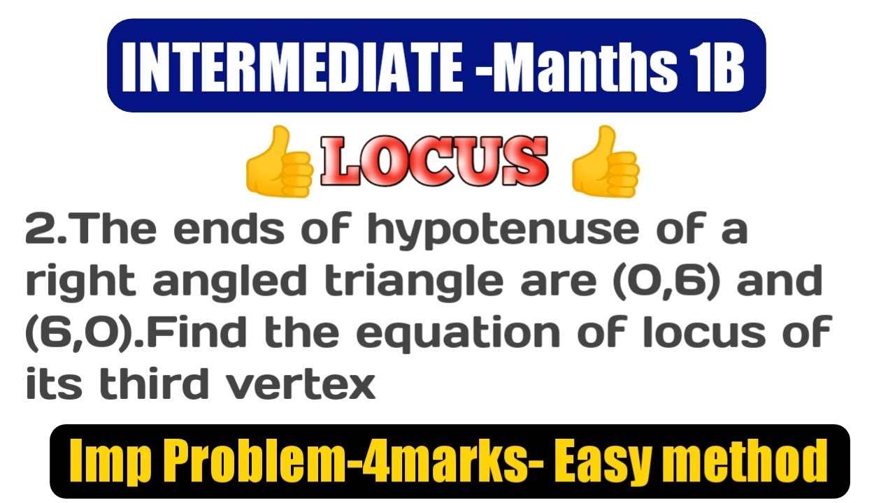 LOCUS || Imp Problems 1|| Inter Maths 1B