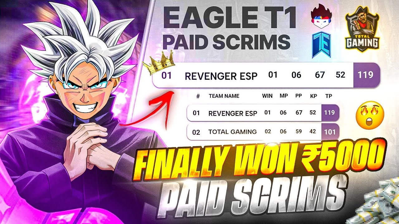 OMG🤯!! Finally Won My 5000₹ Esport Paid Scrims Tournament 🔥 || T1 Intense Lobby - Garena Free Fire 💀