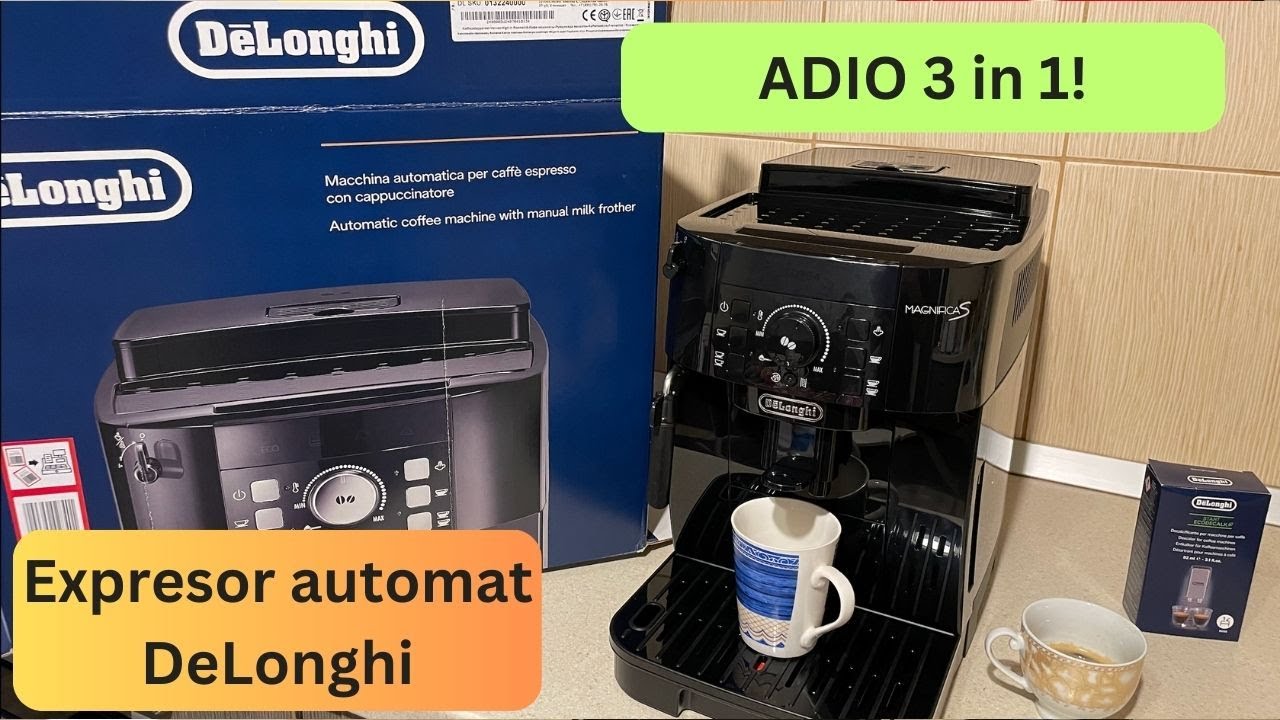 Espressor automat De'Longhi Magnifica S, 1450 W, 5 tipuri de bauturi, 15 bari, Rasnita cu 13 setari