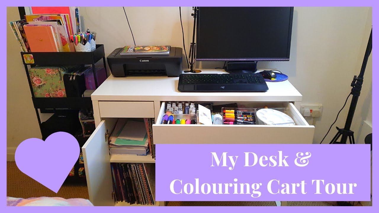 My Desk and Colouring Cart Tour | My ENTIRE Adult Colouring Collection