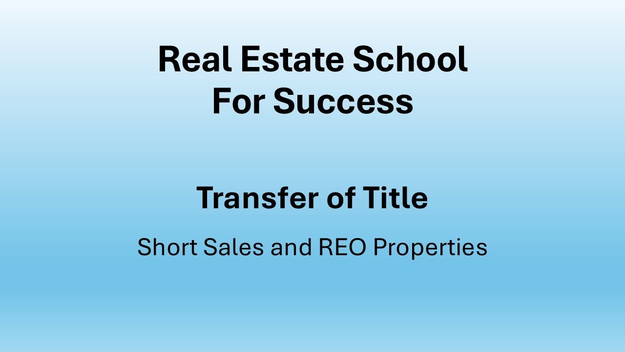 Short Sales and REO Properties