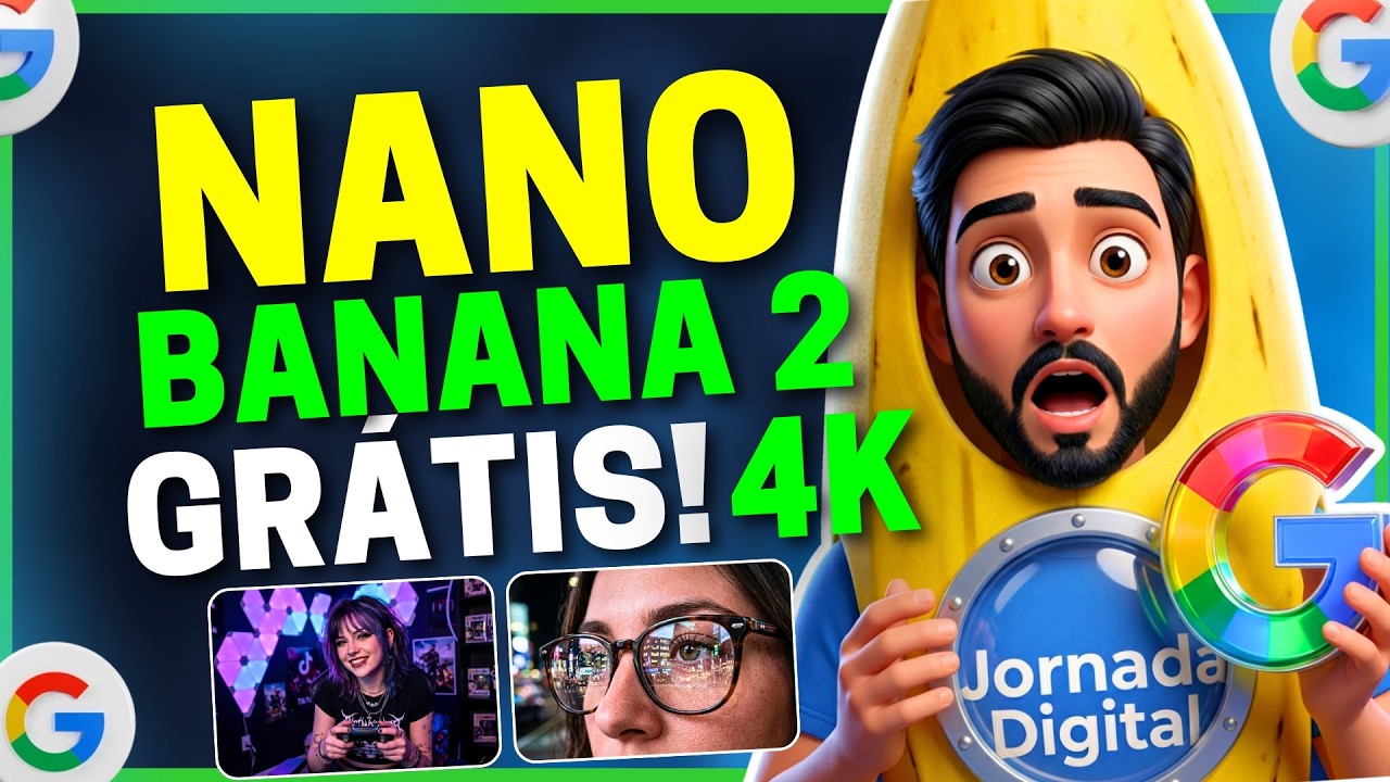 🍌Como Usar Nova IA do Google Nano Banana 2 GR&Aacute;TIS em 4K e Sem Marca D'&aacute;gua (M&eacute;todo Secreto)