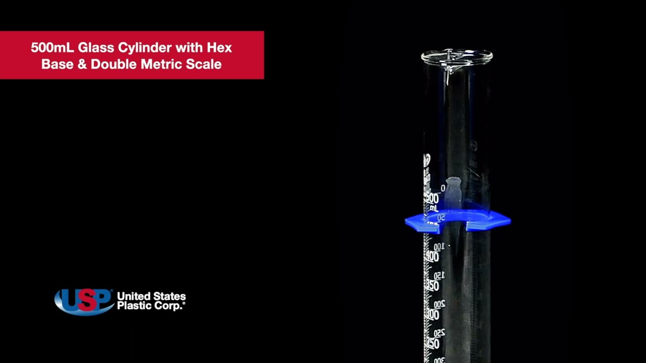 500mL Glass Cylinder with Hex Base & Double Metric Scale | U.S. Plastic Corporation&reg;