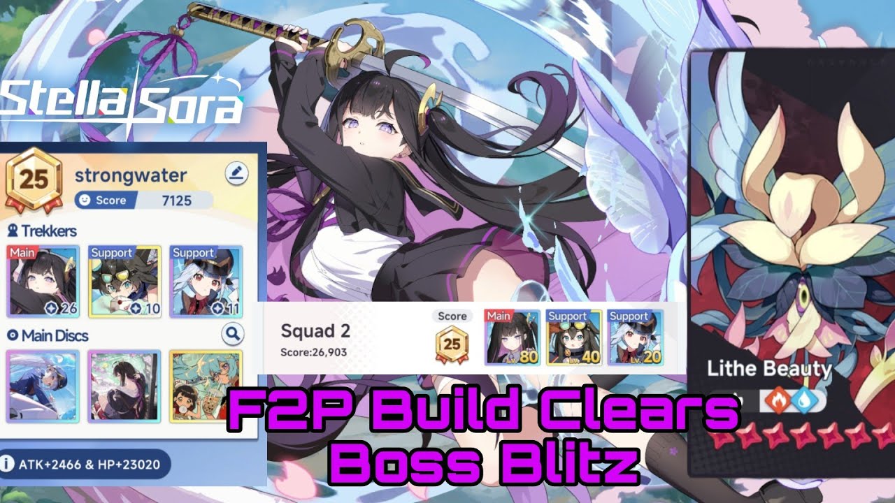 Stella Sora - Chitose Team lvl25 Record 26,900 score on Lithe Beauty