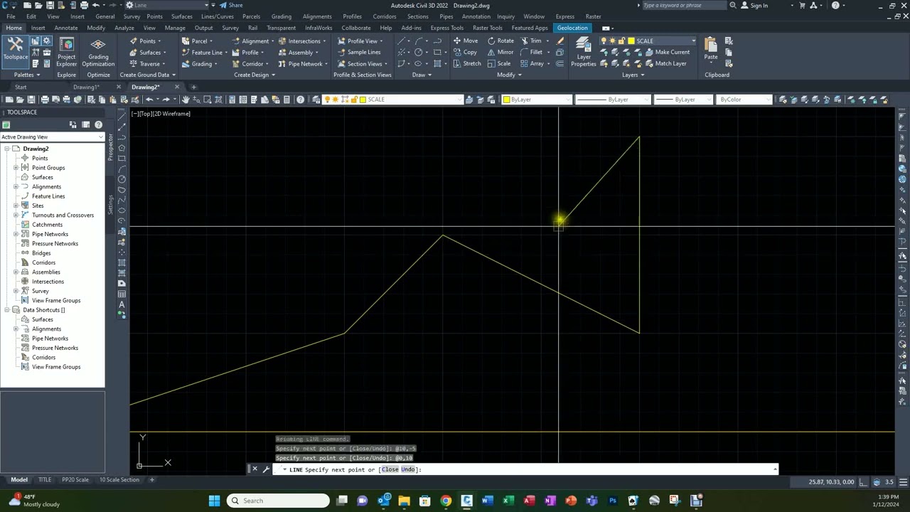 Using absolute, relative, and distance angle input to draft