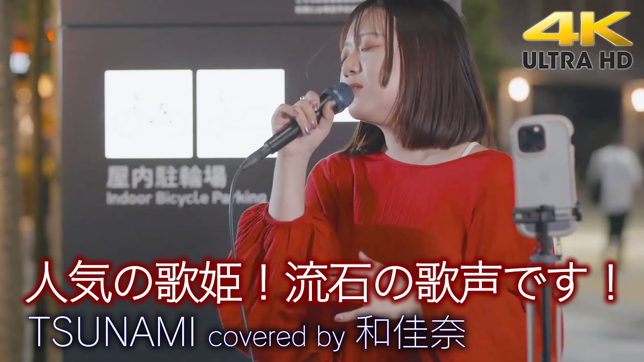 【  歌うま 】人気の歌姫！流石の歌声です！ TSUNAMI / サザンオールスターズ（ covered by 和佳奈 ）🎧推奨 高音質 路上ライブ映像 4K映像