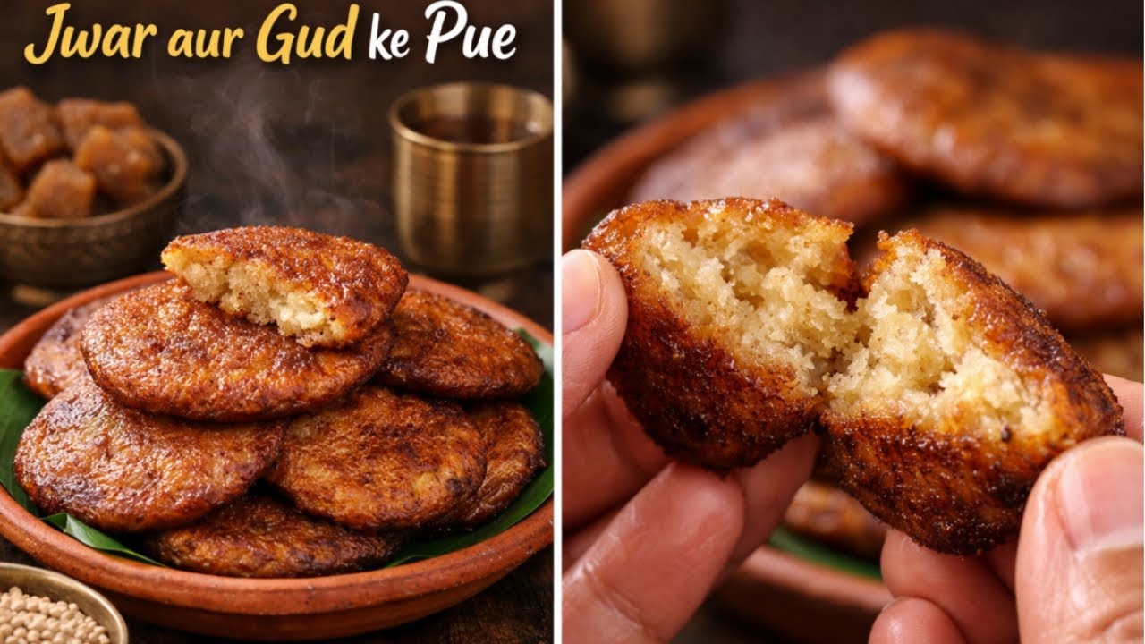 Crispy Gud Pue | Jwar Sweet Snack | Fried & Soft Inside | Soft & Crispy Desi Pua | ye apna kitchen 