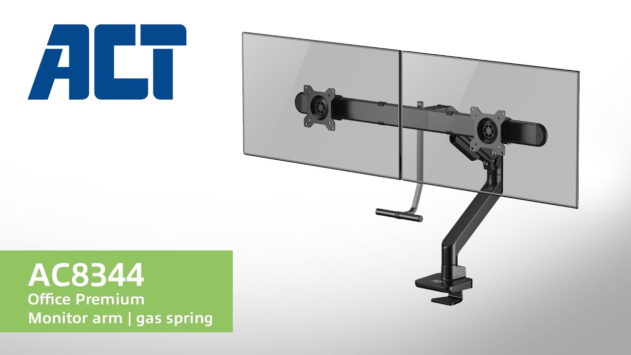 How to install: ACT AC8344 dual monitor arm Office Premium, with gas spring and crossbar
