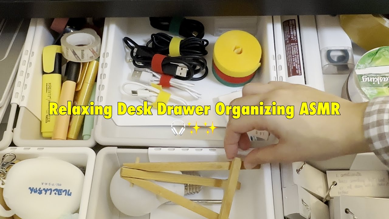 Relaxing Desk Drawer Organising ASMR🎧🧡💛💚