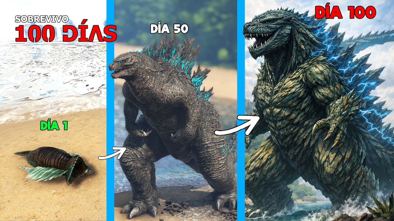 SOBREVIVÍ 100 DÍAS como GODZILLA EARTH EVOLUCIONADO en ARK Soy un Dinosaurio