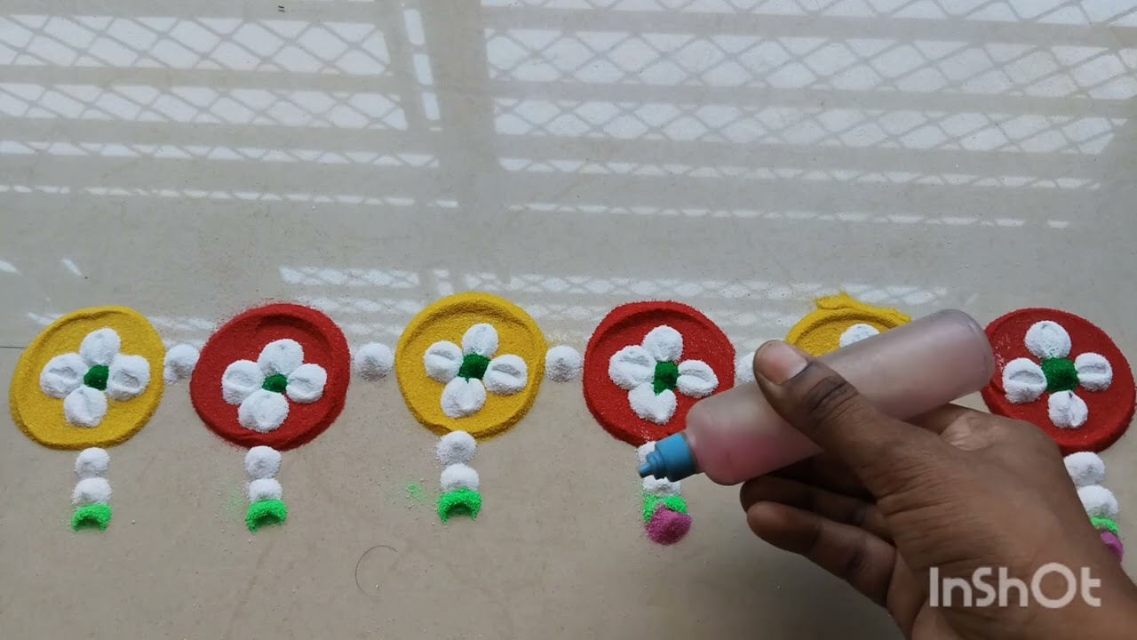 Easy and simple side borders rangoli designs#viral #trending #ytstudioes #