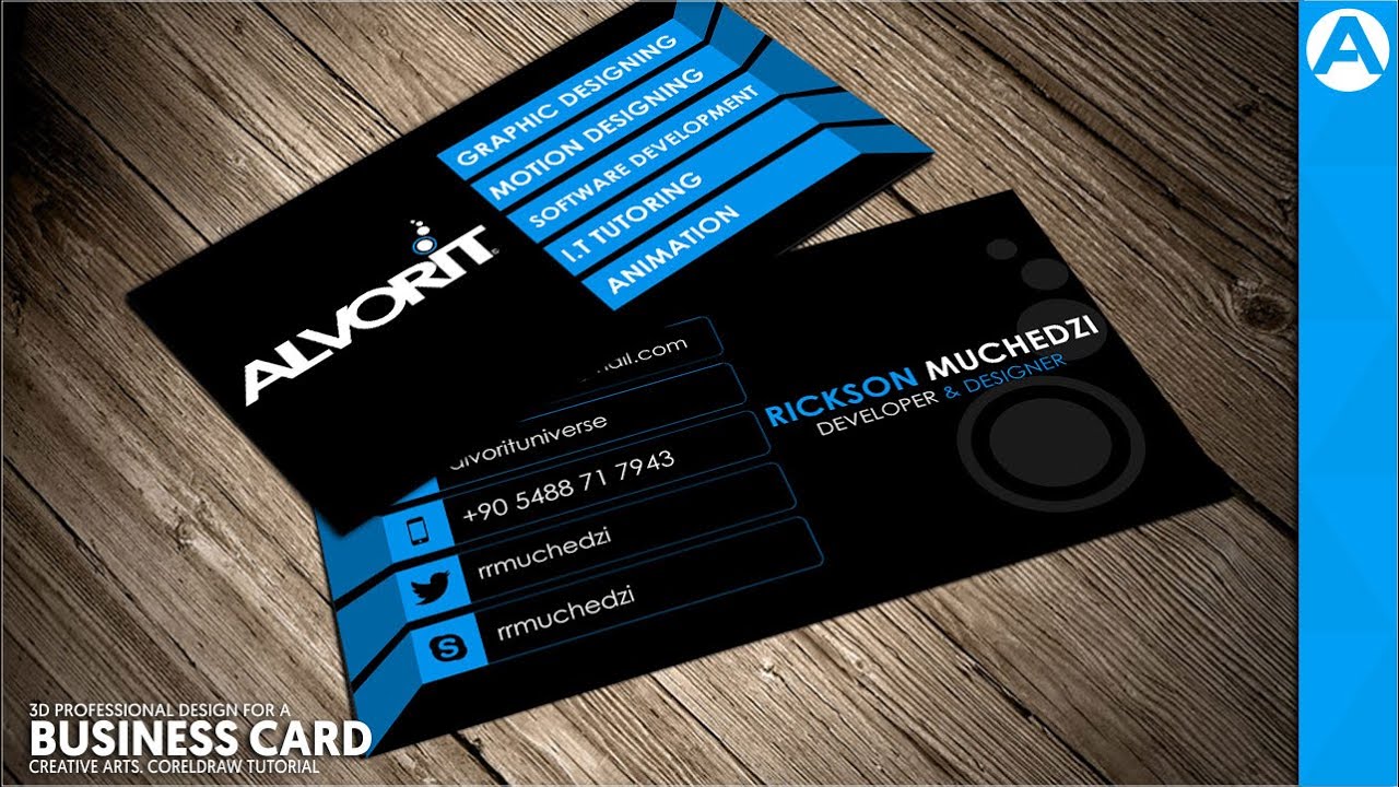 Professional Business Card Design (Blue 3D Project) in CorelDraw | Creative Arts™
