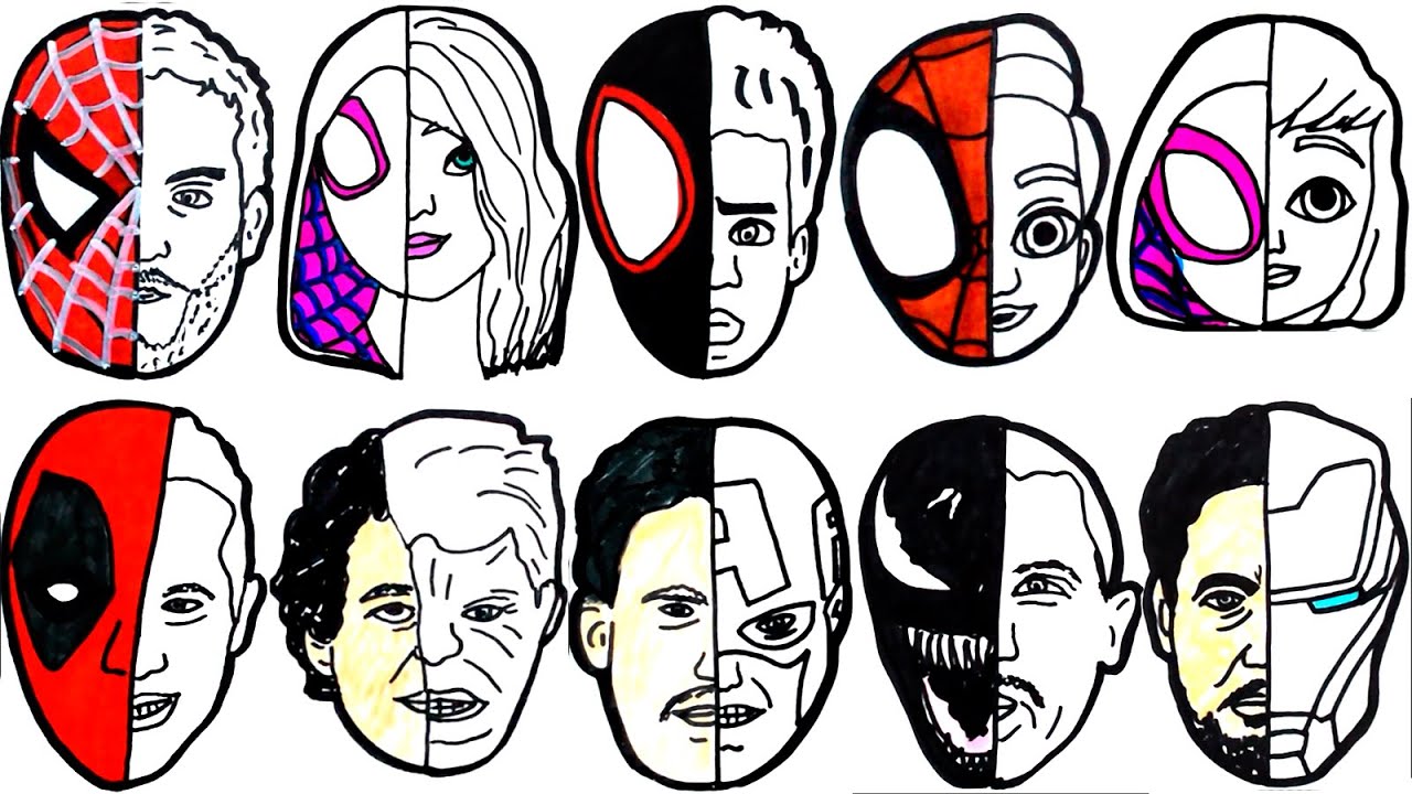 🔴 How To Draw Avengers Superhero , Marvel's Spider-Man, Deadpool, Spidey, Venom -FACES | Compilation
