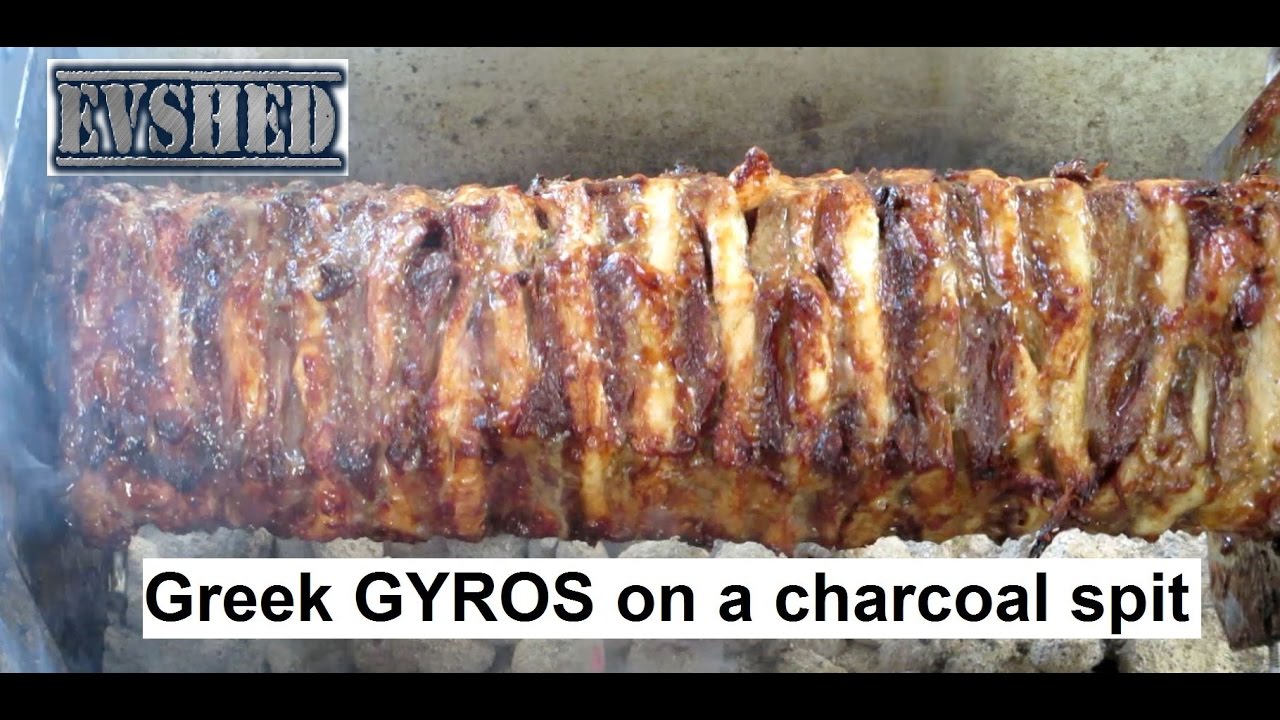 Greek Gyros how to marinate and cook on a charcoal spit