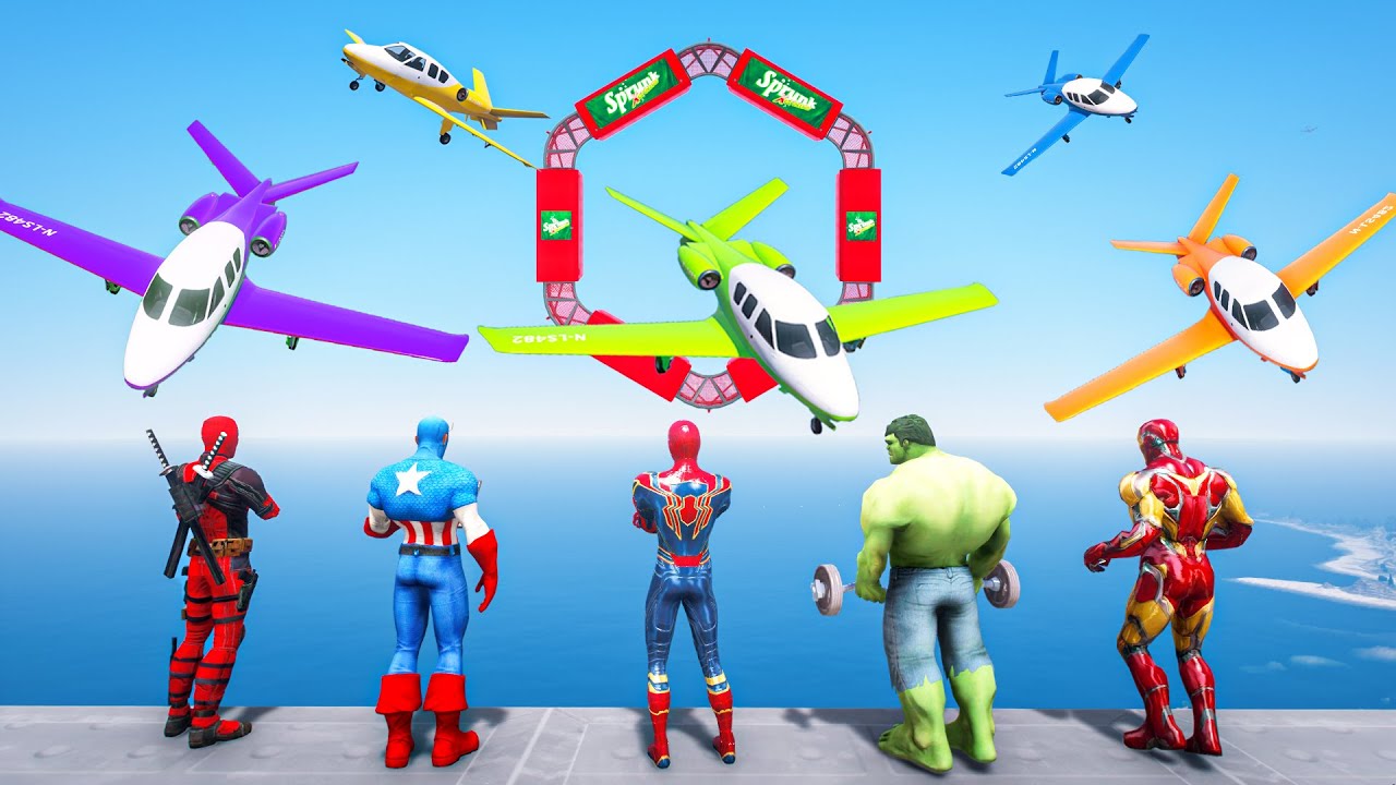 Marvel Superheroes Flying Challenge | Человек-паук, Халк, Железный человек нашел самолет №172