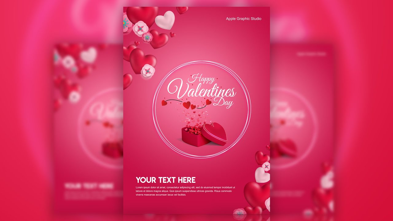 Valentines Day Card Design | Flyer |  Photoshop Tutorial