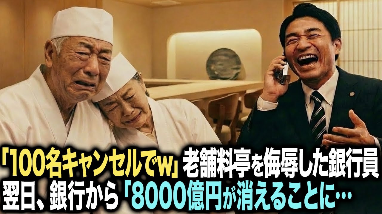 「こんなボロい店で新年会？」100名分を当日キャンセルし老舗料亭の老夫婦をバカにした銀行員──翌日、8000億円の資金が銀行から消える…
