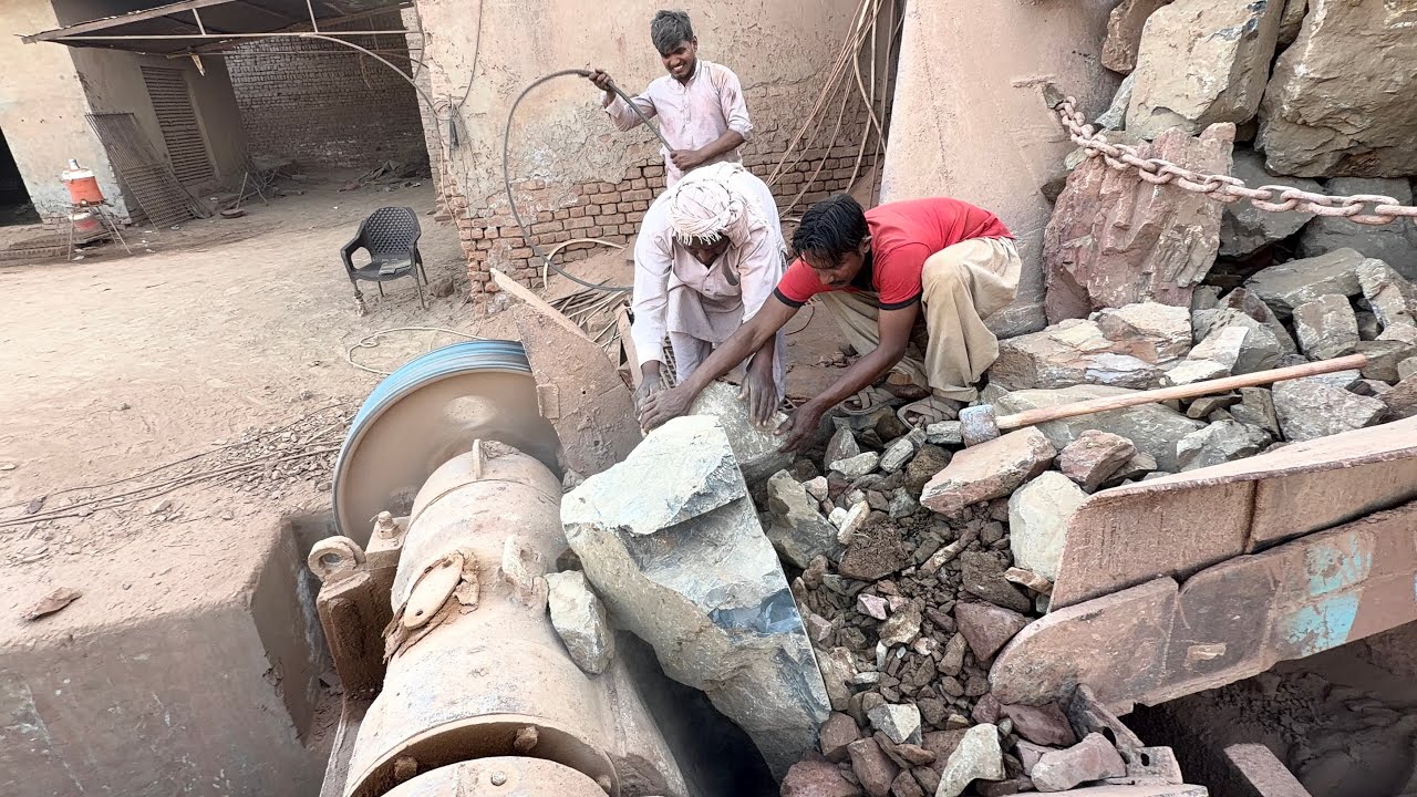 Extreme Stone Crusher Hopper Jam | Workers Breaking Massive Rock with Hammer | #stonecrusher 