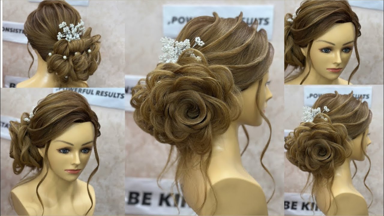 Rose bun hairstyle tutorial step by step