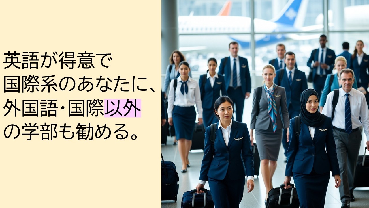 英語が得意な君に、外国語・国際系以外の学部も勧める。