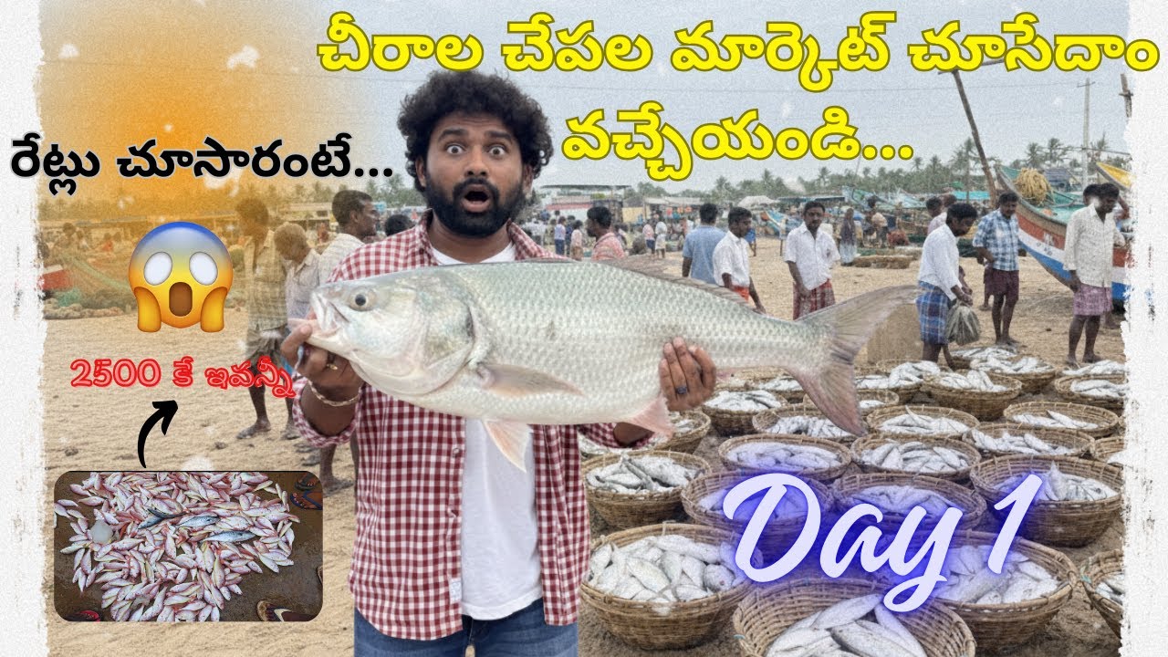 Chirala Beach&Fish Market Exploring 🐟|చేపల ధరలు తెలిస్తే షాక్ అయిపోతారు! 😱|Part1| #viral #trending