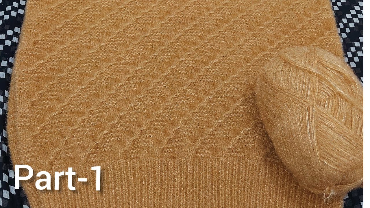 Gents sweater ~L-Sige~Part-1ऊन के अनुसार फन्दे लेकर बार्डर और डिजाईन बनाइए step by step #373.