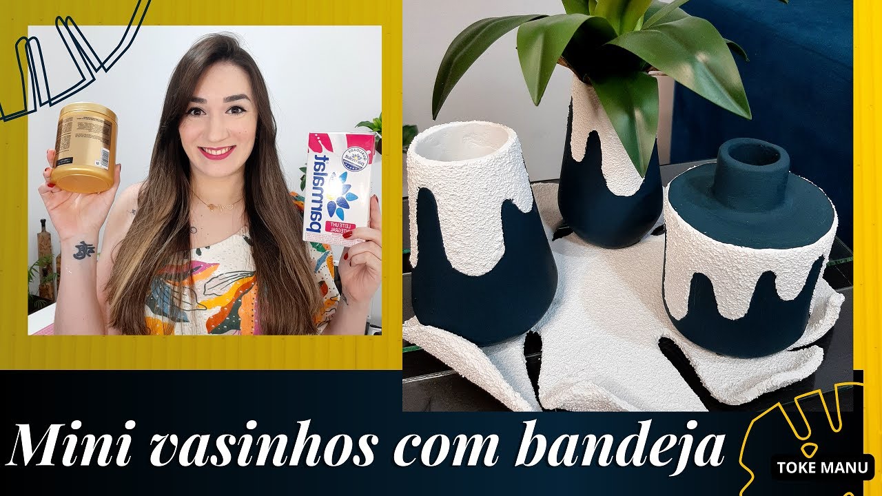 Como fazer mini vaso com caixa de leite e pote de creme/How to make mini decorative glasses DIY