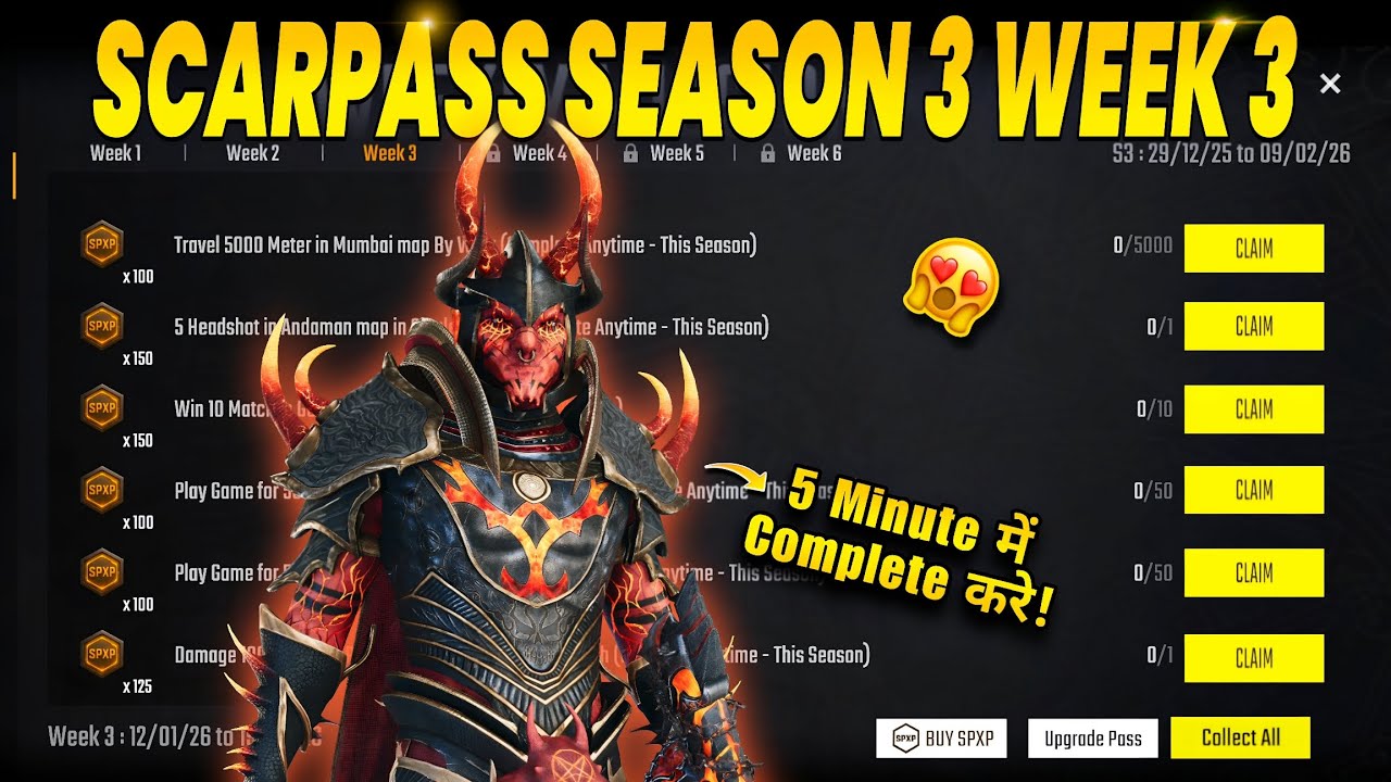 Scarfall 2.0 Scarpass Season 3 Week 3 Mission Explained 🤩 | Scarpass Week 3 All Mission Complete 💯💥