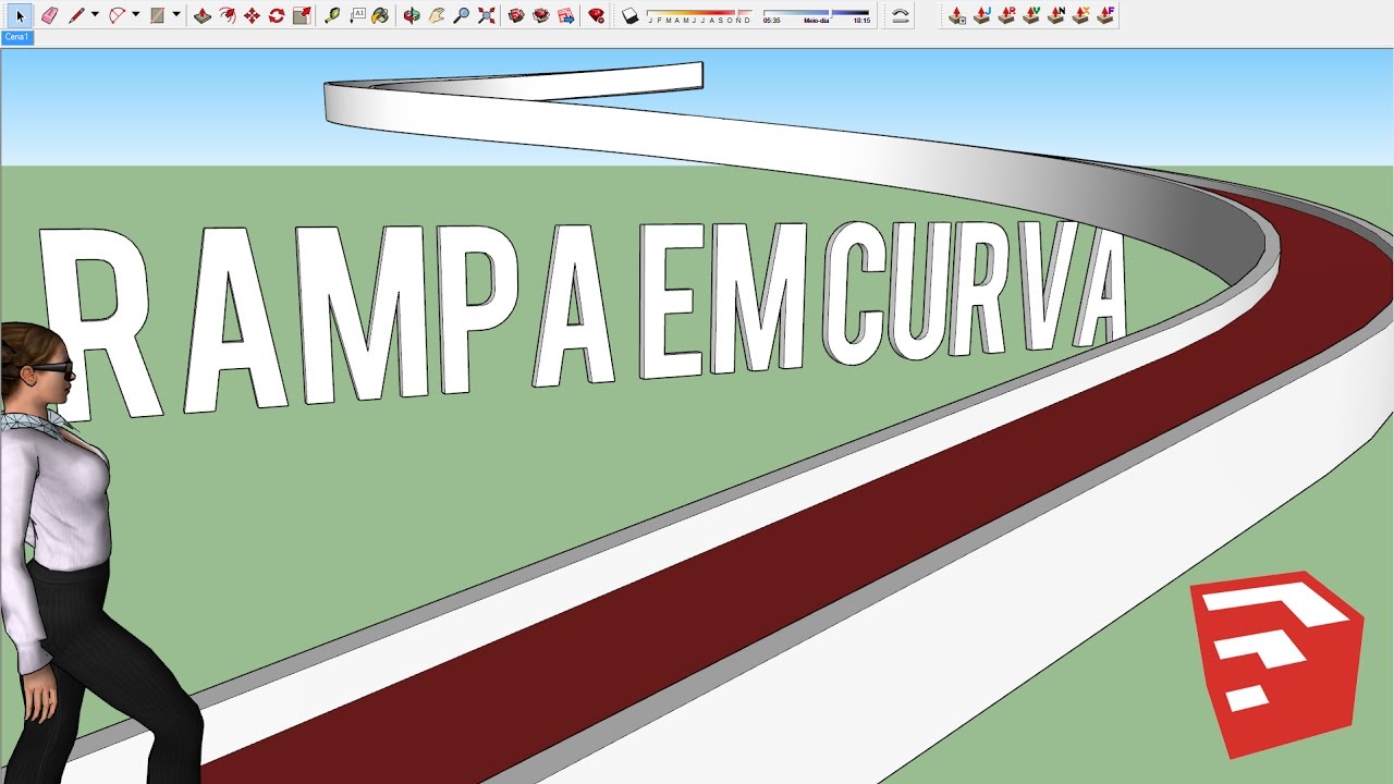Rampa em Curva no Sketchup: Plugin Shape Bender