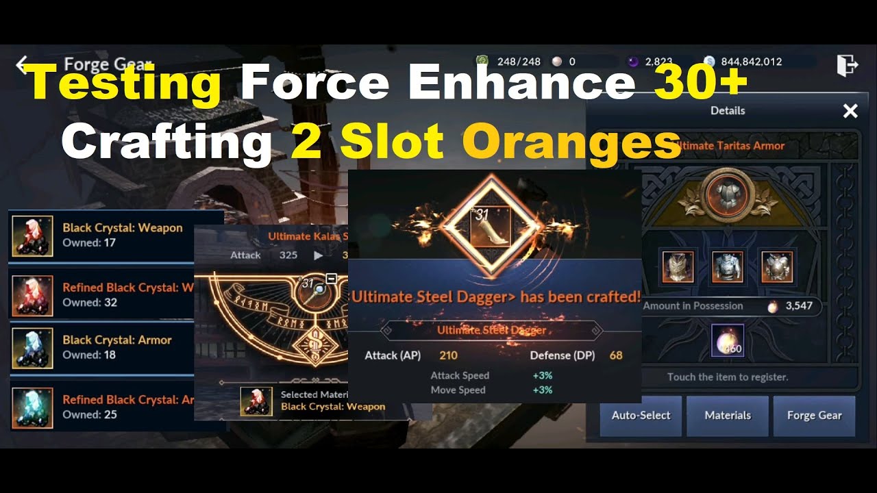 Black Desert Mobile: Crafting 2 Slot Orange & Testing Force Enhance After +30