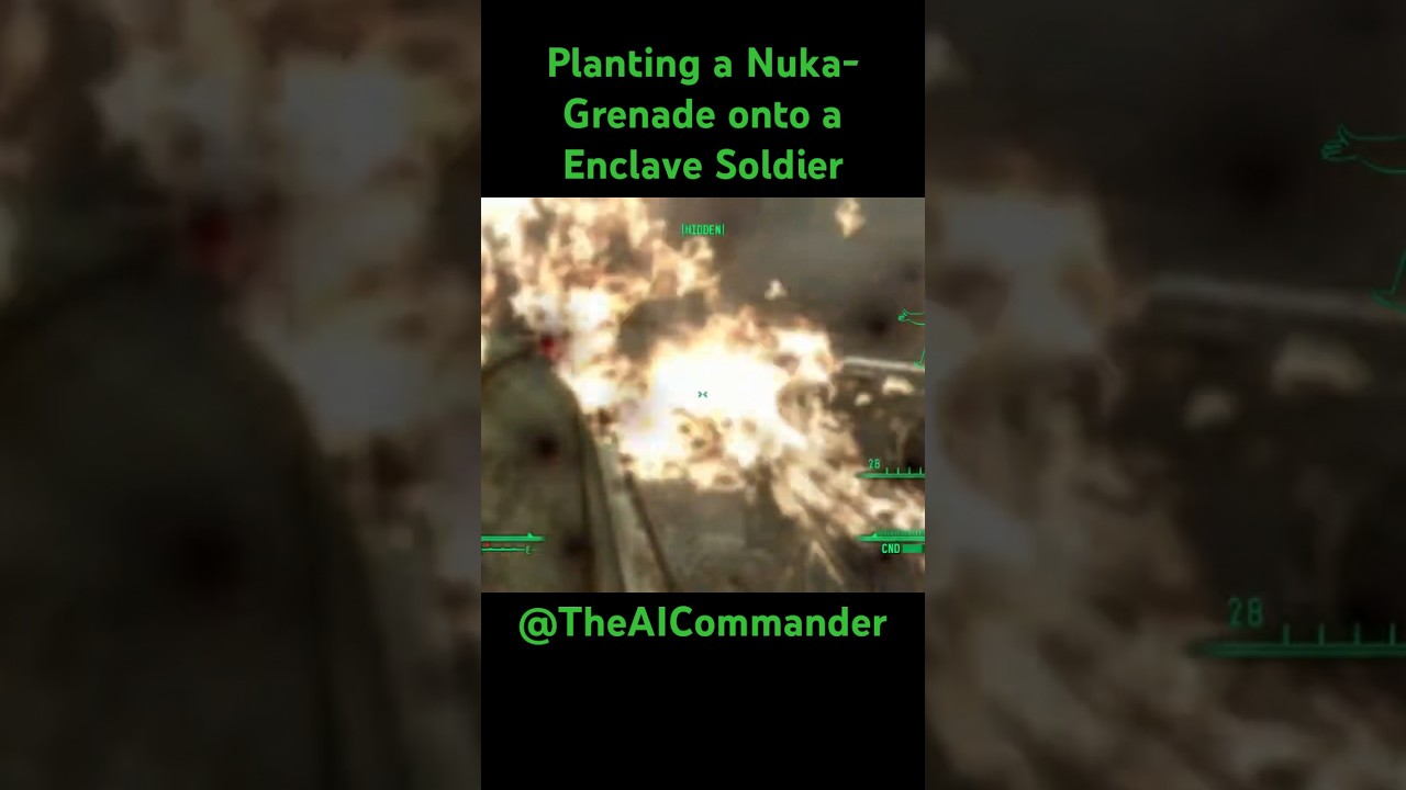 Planting a Nuka-Grenade onto an Enclave Soldier #fallout3