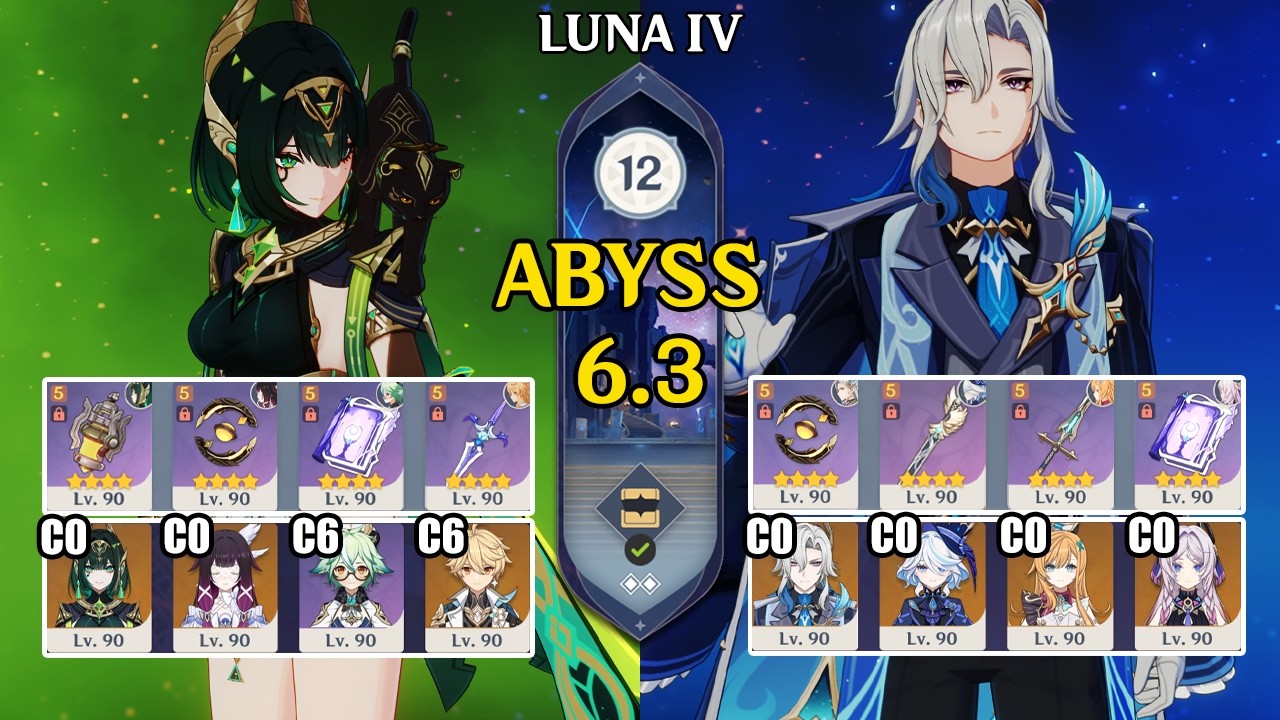 【Genshin Impact Бездна 6.3&ndash;6.4】C0 Нефер без Лаумы & C0 Нёвиллетт Фриз｜原神 Spiral Abyss