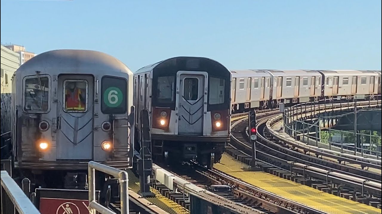 IRT Pelham Line: (4) and (6) Trains with Work Train @ Whitlock Avenue (R62A, R142, R142A)