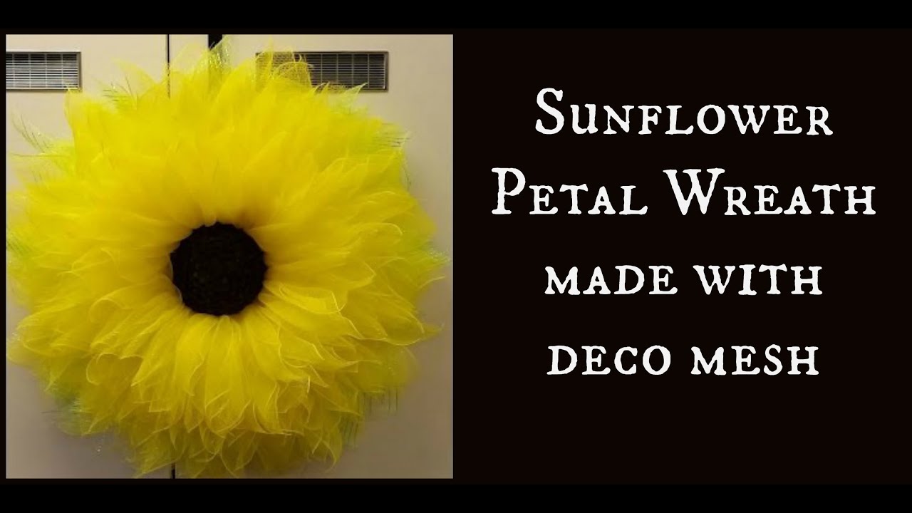 Sunflower Petal Wreath made with deco mesh