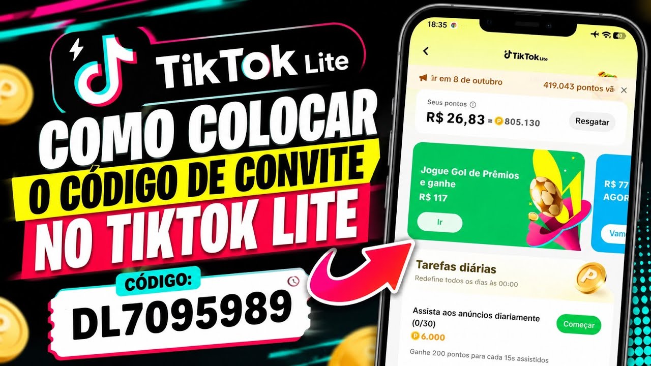 Como Colocar C&oacute;digo de Convite no tiktok lite 2026