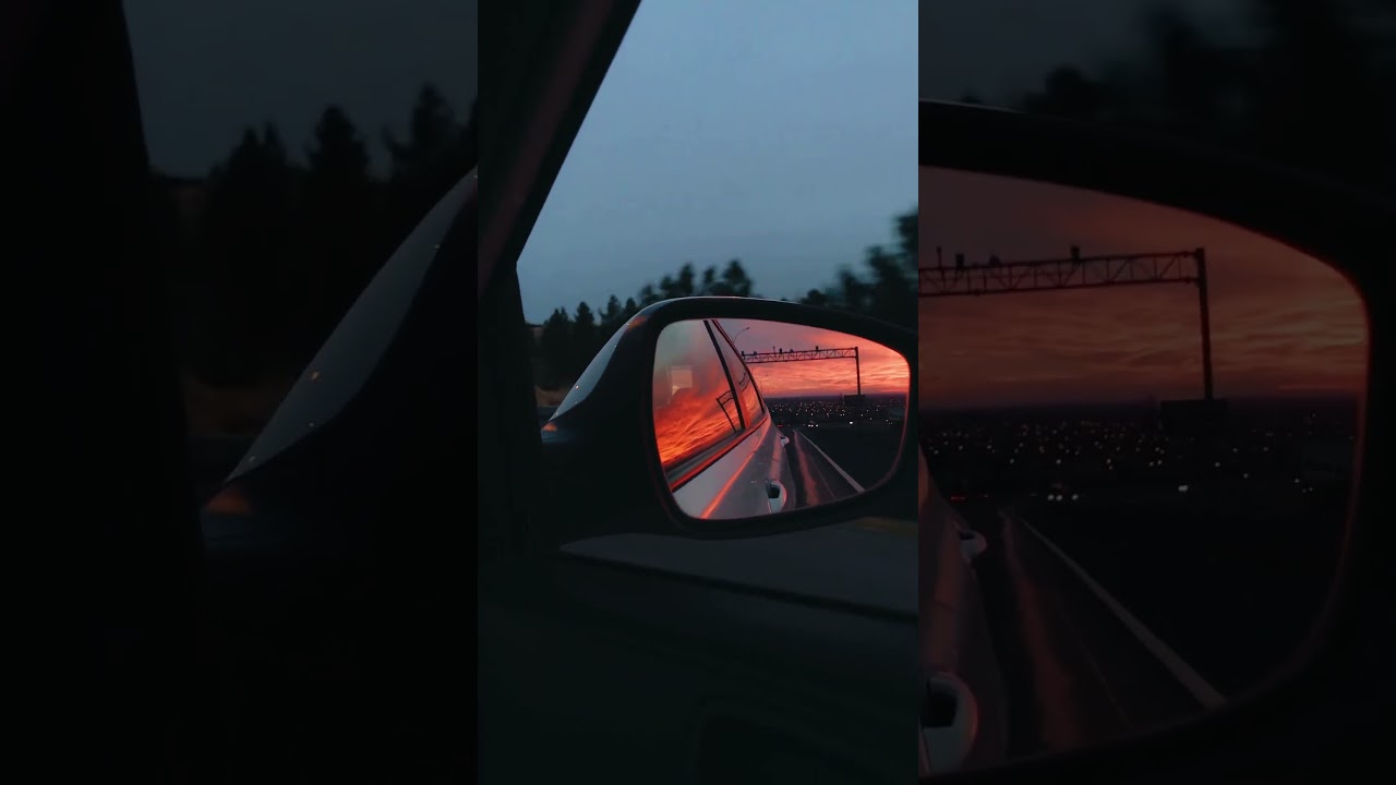 Car's side view mirror driving footage in Evening | No Copyright | HD footage |  1920p*1080p