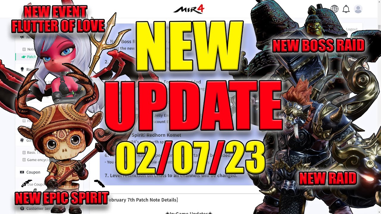 MIR4 NEW UPDATE  | NEW EVENT FLUTTER OF LOVE | NEW EPIC SPIRIT | NEW BOSS RAID NEW RAID & MORE