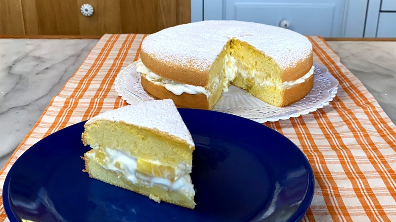 Torta PANDISPAGNA all’ANANAS 🍍Deliziosa e Facile/PINEAPPLE CAKE 🍍Delicious and easy/