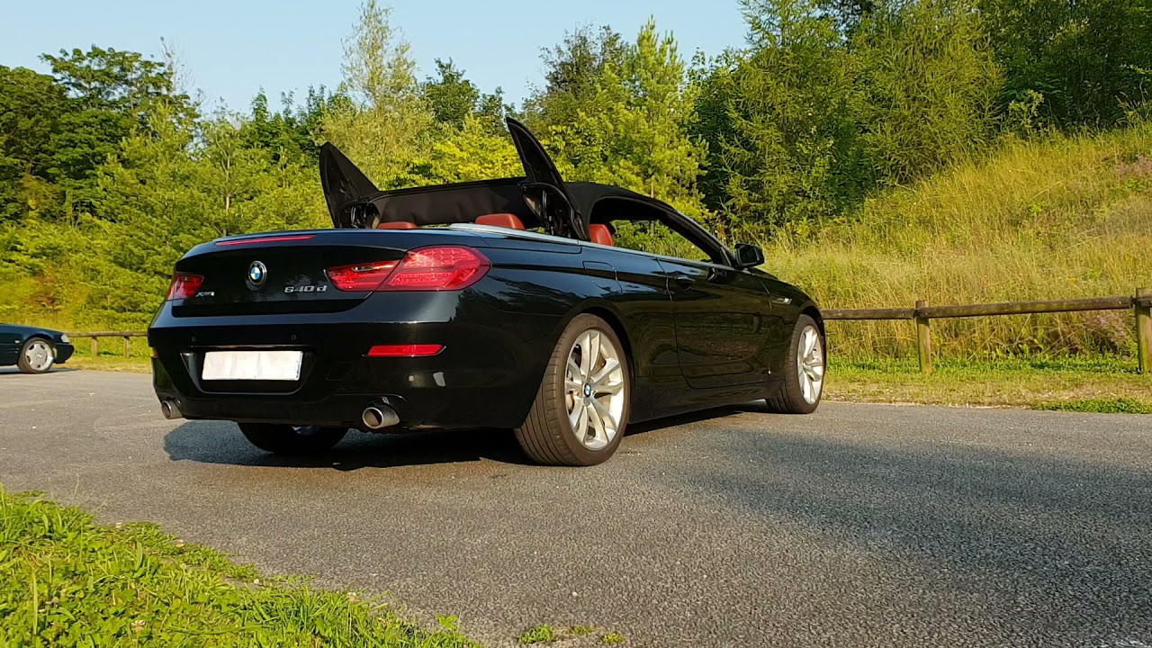 bmw f12 640 cin&eacute;tique soft top removal. ouverture de la capote electrique. convertible cabriolet.