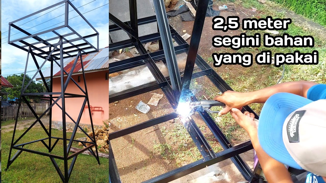 proses pembuatan tower tandon dari besi siku 4x4