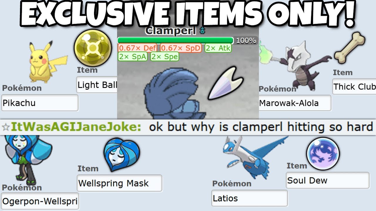 FULL EXCLUSIVE ITEMS ONLY TEAM! Pokemon Showdown